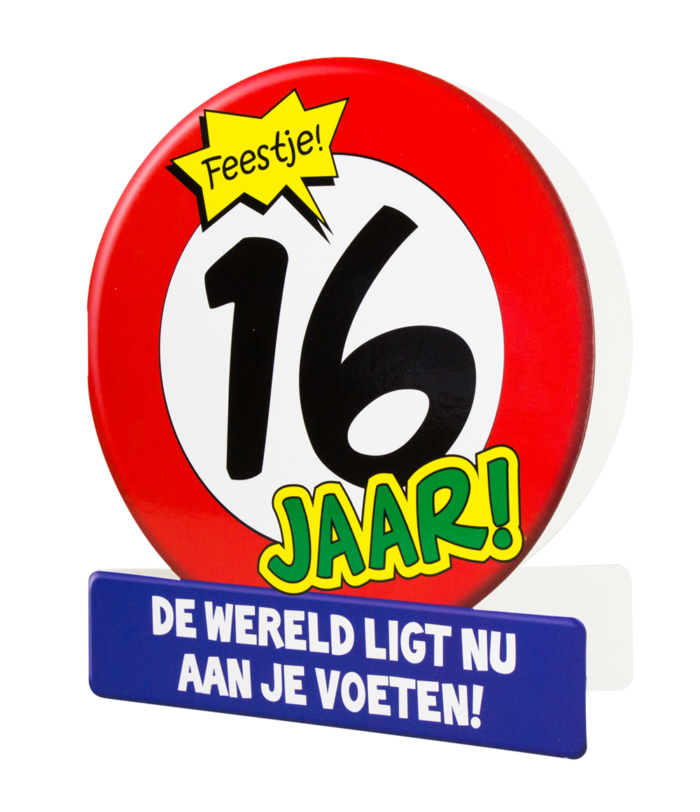 Wenskaart 16 jaar Verkeersbord