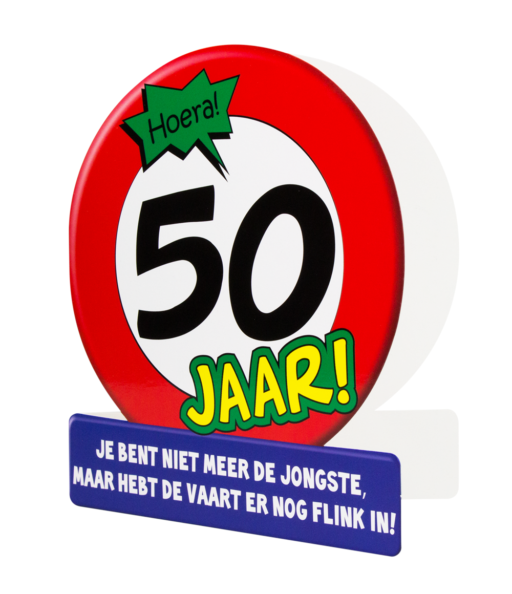 Wenskaart 50 jaar Verkeersbord