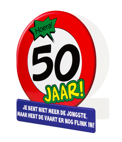 Wenskaart 50 jaar Verkeersbord