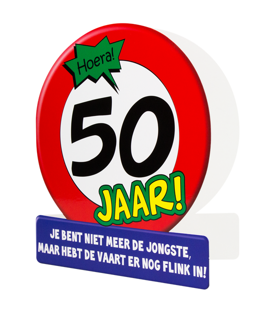 Wenskaart 50 jaar Verkeersbord