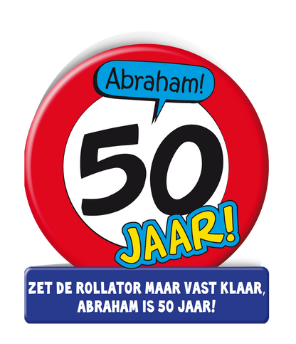 Wenskaart Abraham 50 Verkeersbord