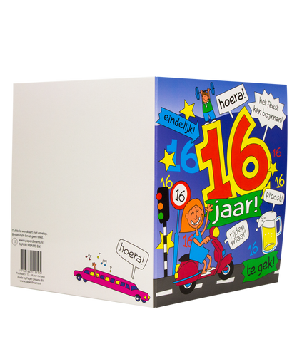 Wenskaart 16 jaar Cartoon