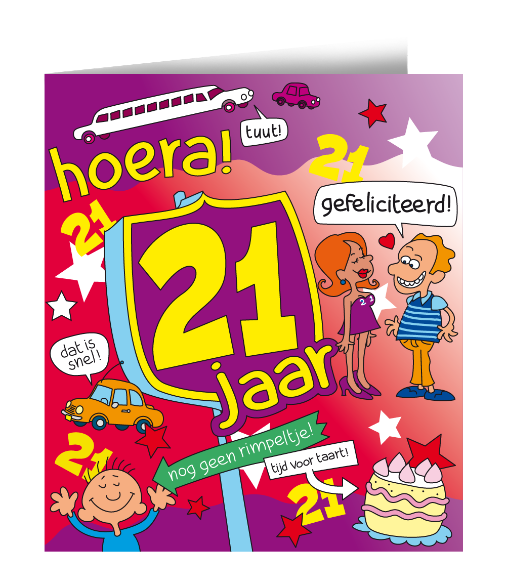 Wenskaart 21 jaar Cartoon