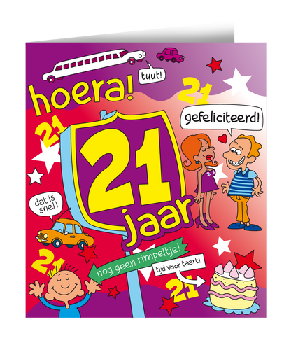 Wenskaart 21 jaar Cartoon