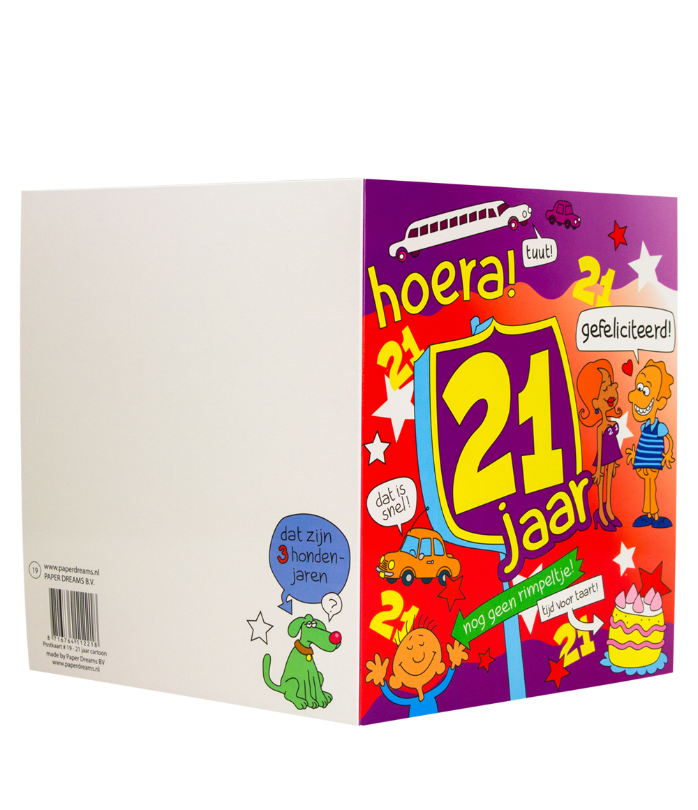 Wenskaart 21 jaar Cartoon