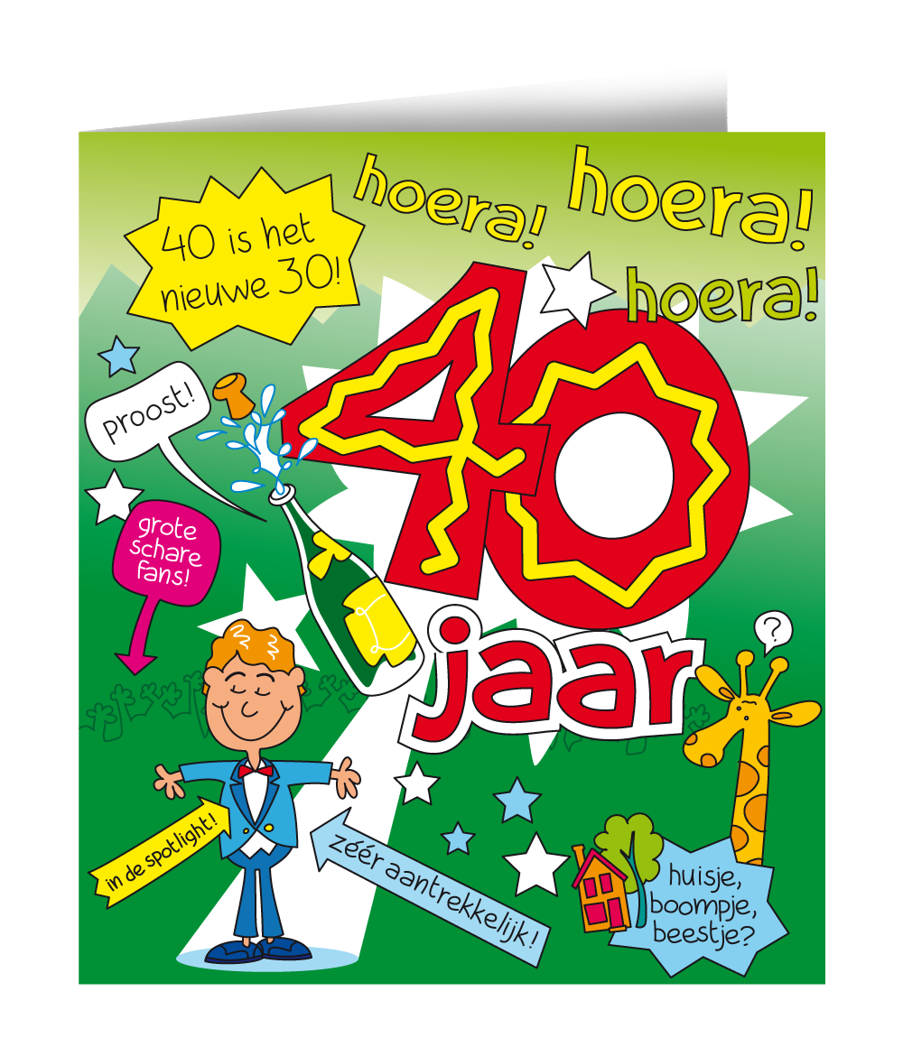Wenskaart 40 jaar Man Cartoon