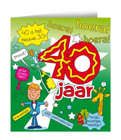 Wenskaart 40 jaar Man Cartoon