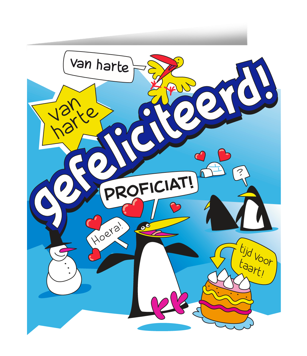 Wenskaart Gefeliciteerd pinguïn Cartoon