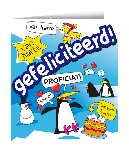Wenskaart Gefeliciteerd pinguïn Cartoon