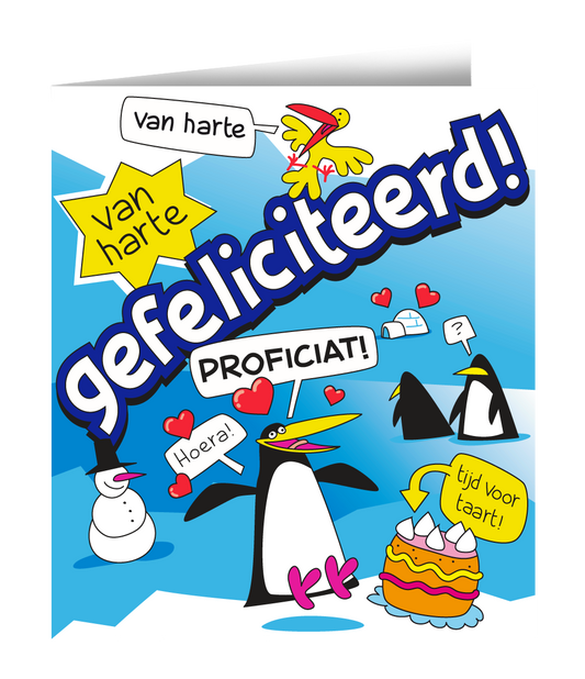 Wenskaart Gefeliciteerd pinguïn Cartoon