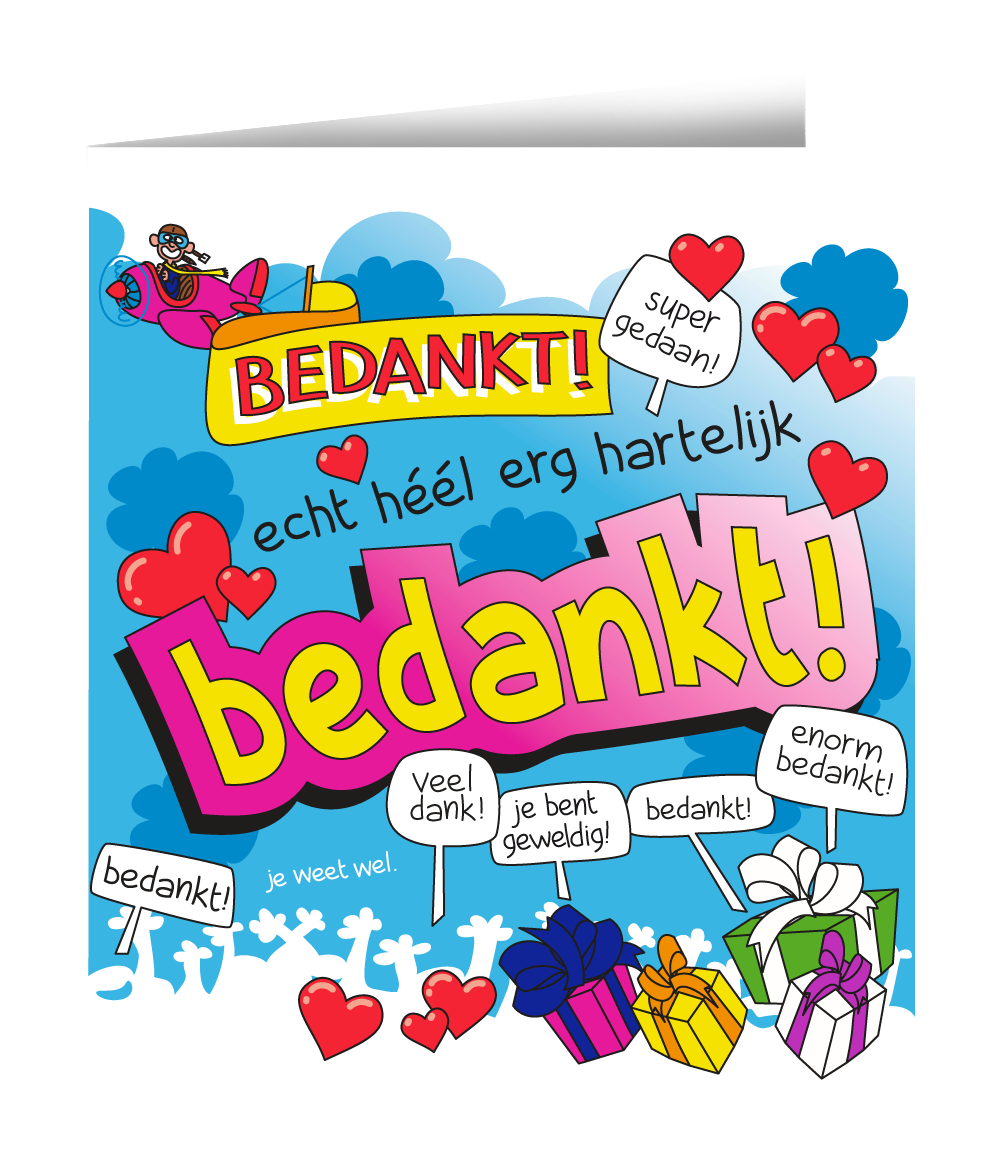 Wenskaart Bedankt Cartoon