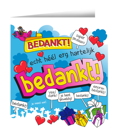 Wenskaart Bedankt Cartoon