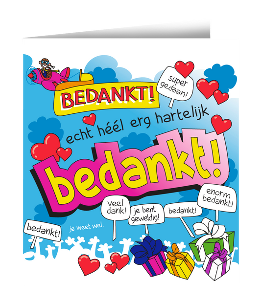 Wenskaart Bedankt Cartoon