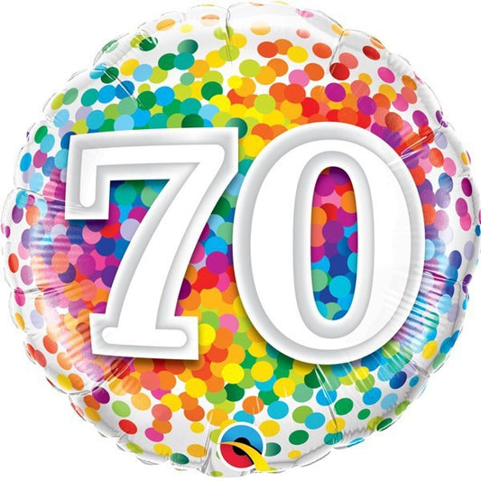 Folieballon 70 Regenboog Confetti