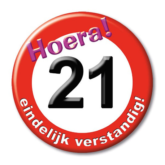 Button 21 jaar Verkeersbord