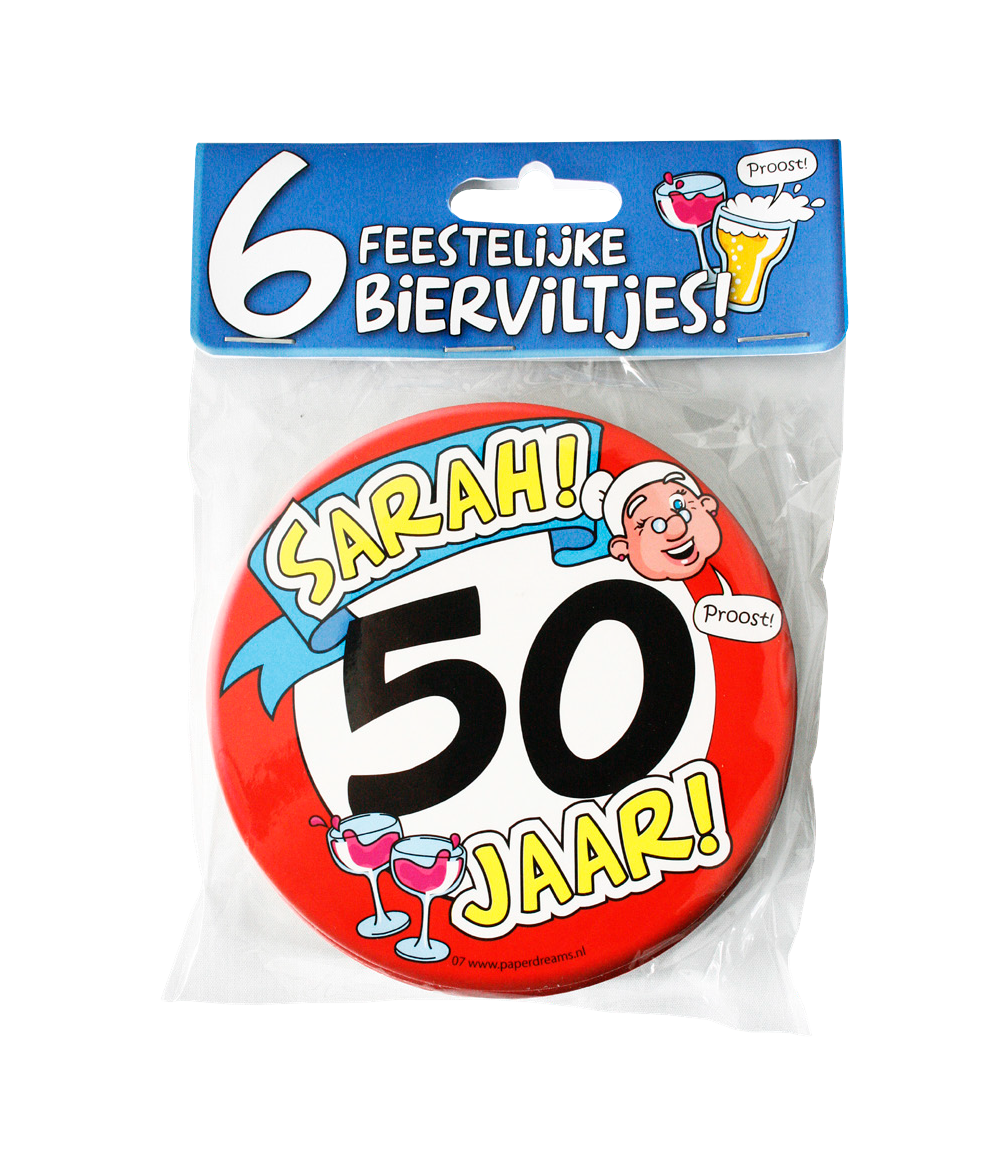 Bierviltjes Sarah 50 jaar