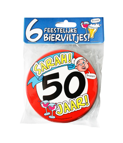 Bierviltjes Sarah 50 jaar