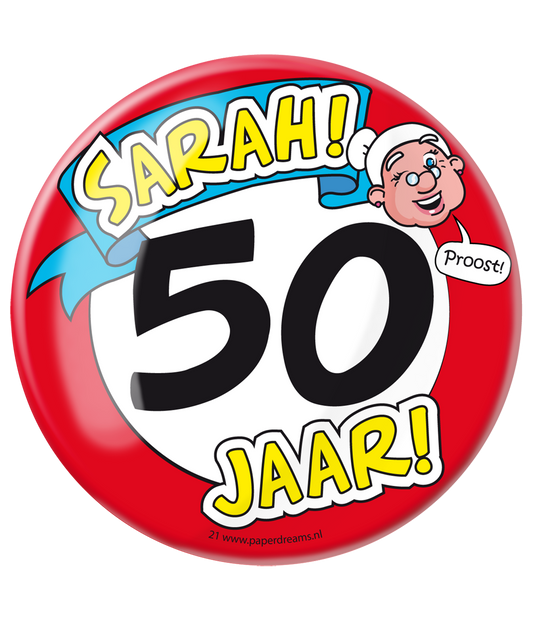 Button XL Sarah 50 jaar
