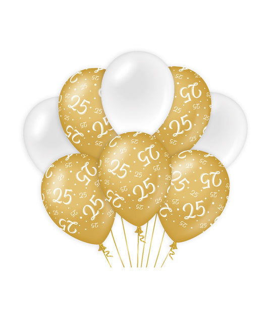 Ballonnen 25 jaar goud en wit
