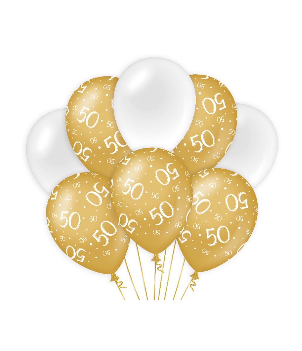 Ballonnen 50 jaar goud en wit