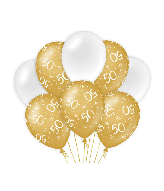 Ballonnen 50 jaar goud en wit