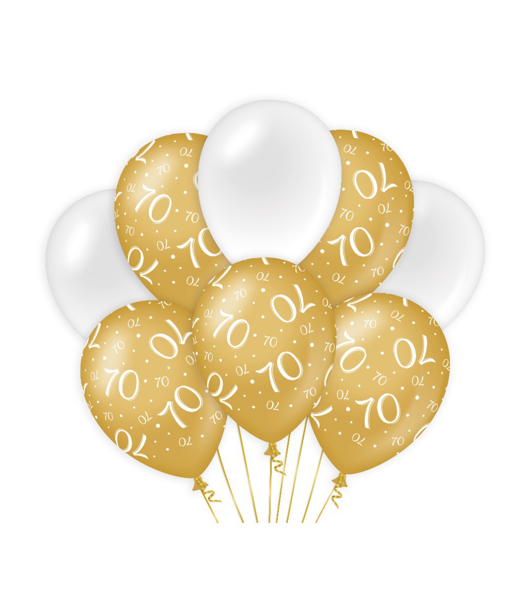 Ballonnen 70 jaar goud en wit