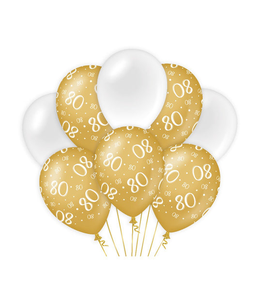 Ballonnen 80 jaar goud en wit