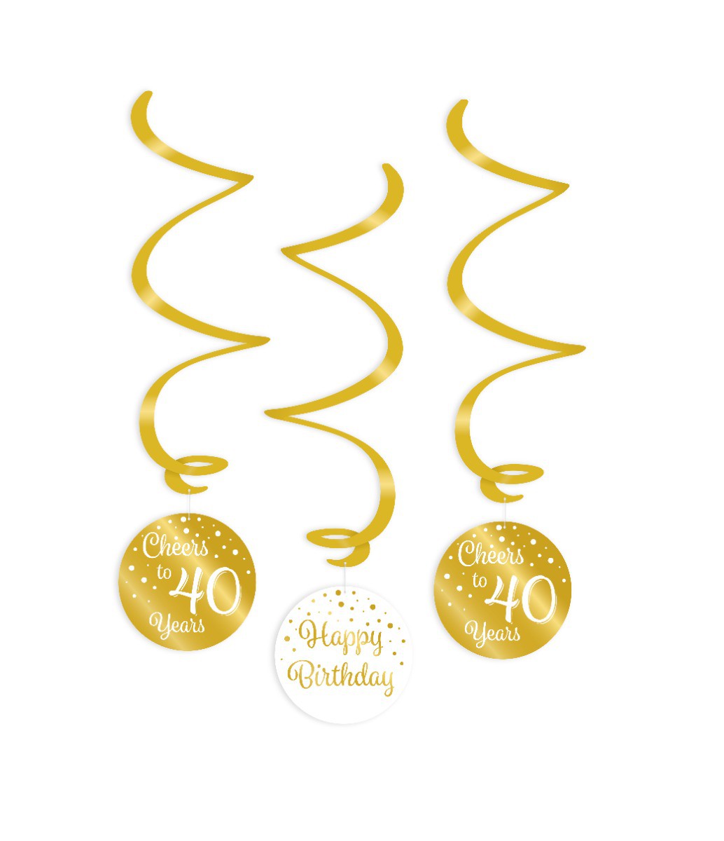 Swirl decoratie 40 jaar goud en wit