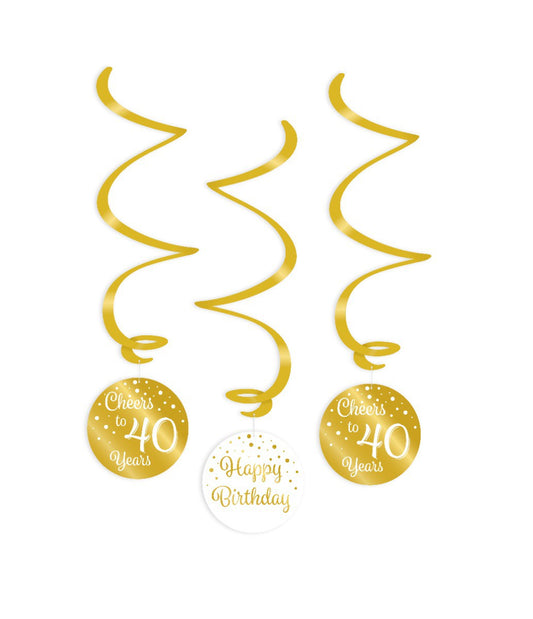 Swirl decoratie 40 jaar goud en wit