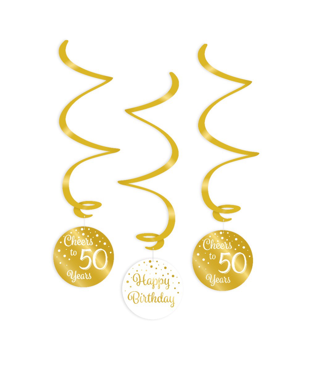 Swirl decoratie 50 jaar goud en wit
