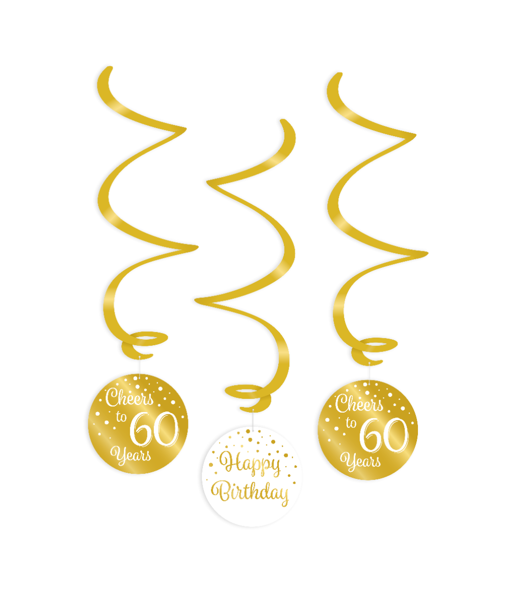 Swirl decoratie 60 jaar goud en wit