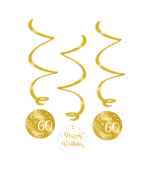 Swirl decoratie 60 jaar goud en wit