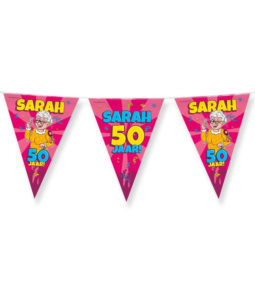 Vlaggenlijn Sarah 50 jaar Cartoon
