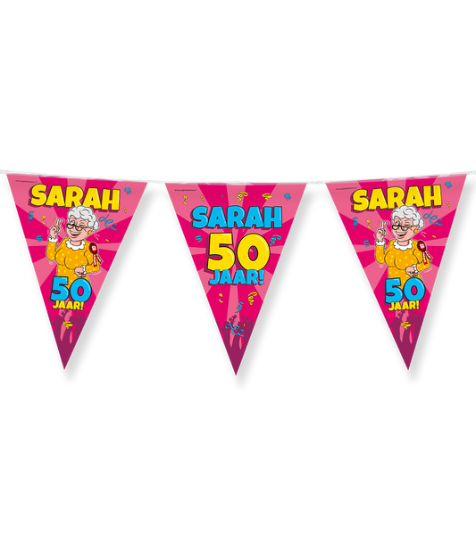 Vlaggenlijn Sarah 50 jaar Cartoon
