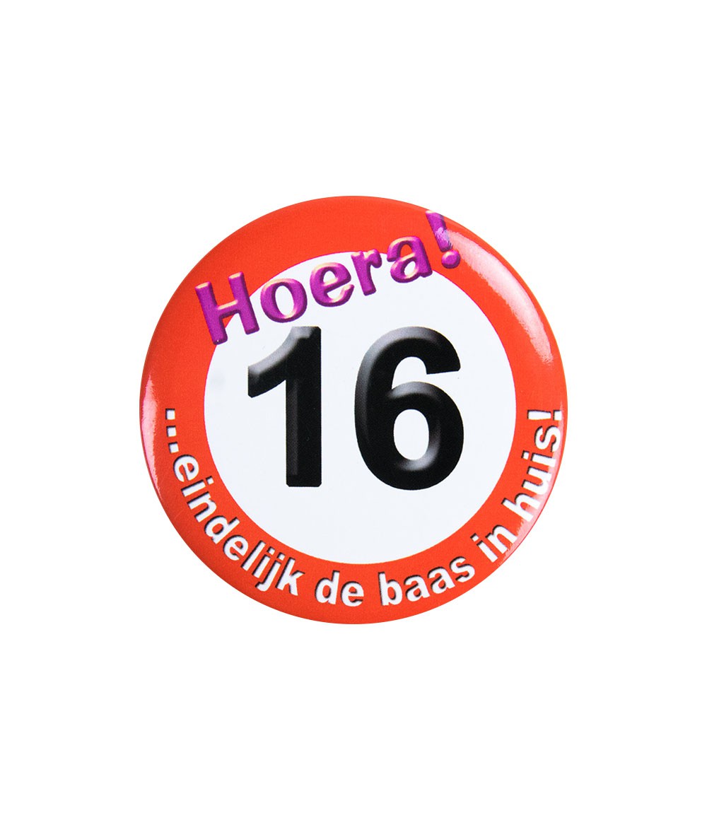 Button 16 jaar Verkeersbord