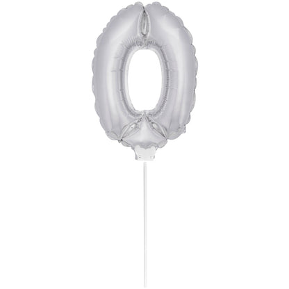 Mini Folieballon 0 zilver