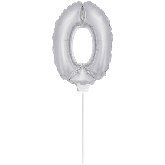 Mini Folieballon 0 zilver