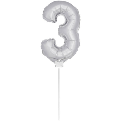 Mini Folieballon 3 zilver