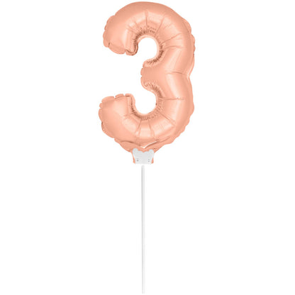 Mini Folieballon 3 rosé goud