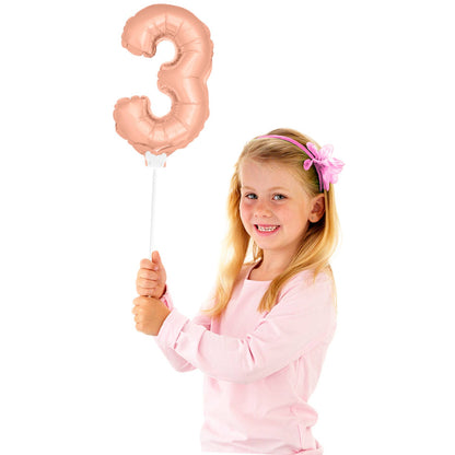 Mini Folieballon 3 rosé goud