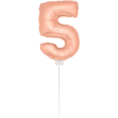 Mini Folieballon 5 rosé goud