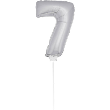 Mini Folieballon 7 zilver