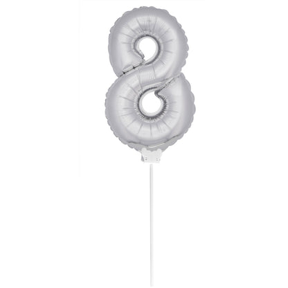 Mini Folieballon 8 zilver
