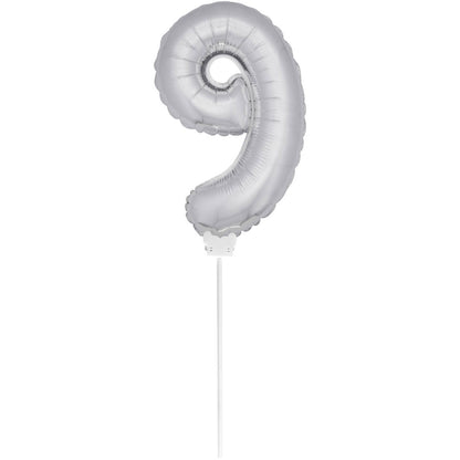Mini Folieballon 9 zilver