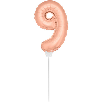 Mini Folieballon 9 rosé goud