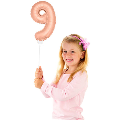 Mini Folieballon 9 rosé goud