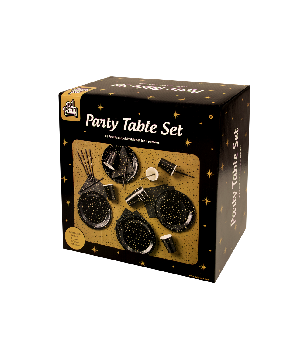 Party Table Set zwart en goud