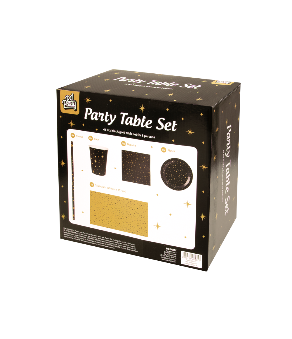 Party Table Set zwart en goud
