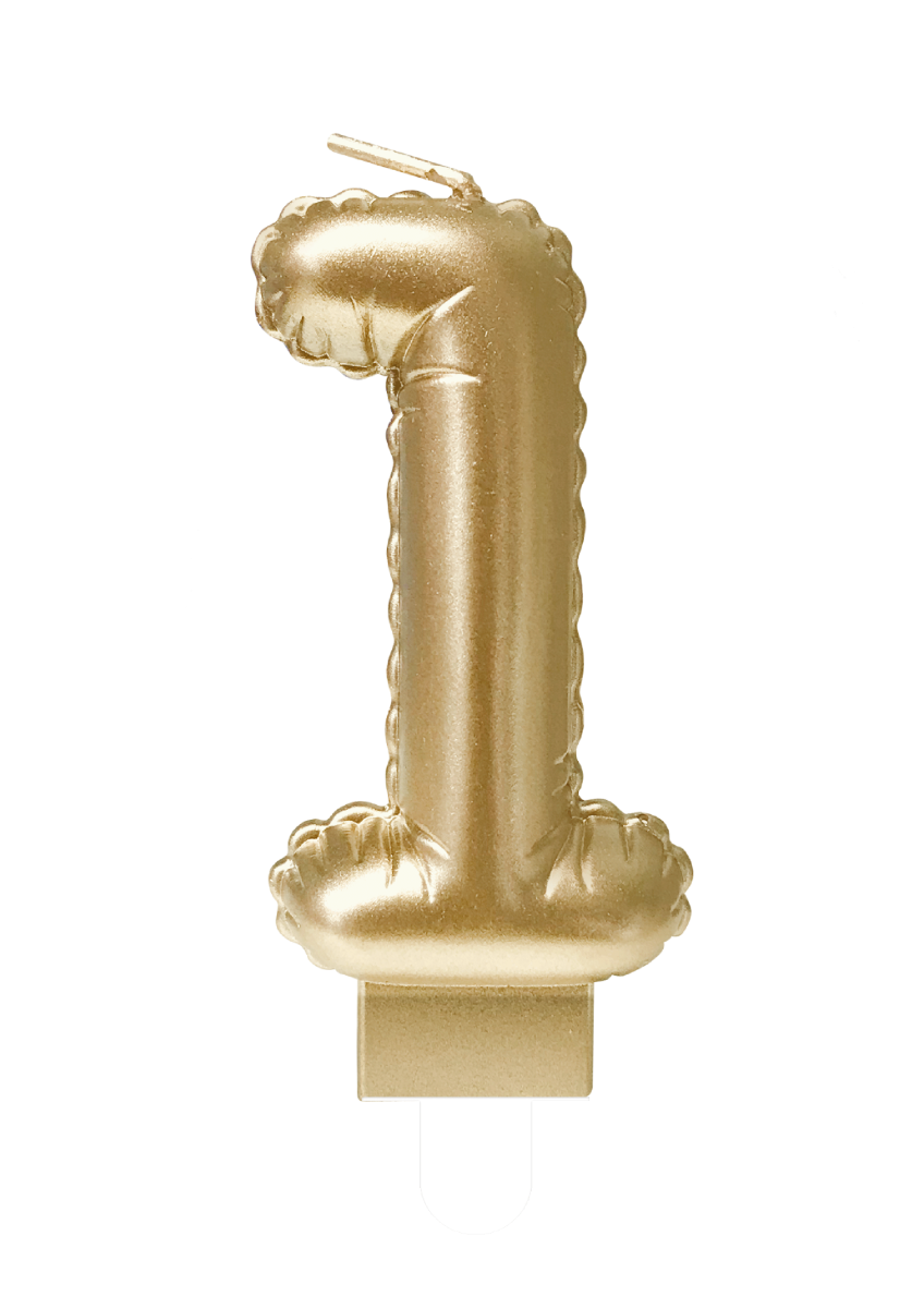 Folieballon Cijfer kaars 1 goud