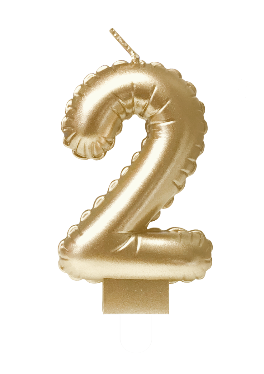 Folieballon Cijfer kaars 2 goud